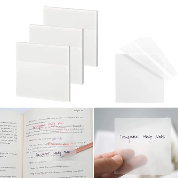 Transparent Sticky Notes, Waterproof Full Transparent Note Pads, Size - 3 Inch, Pack Of 3