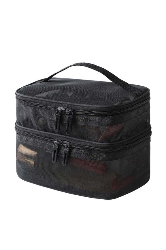 Transparent Storage Bag, Double Layer Portable Toiletry Bag, Waterproof Polyester, Secure Zipper, Spacious Interior, Minimalist Design, Travelers, Everyday Use, Travel Essentials Organizer TOPLIU