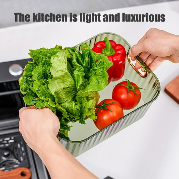 Transparent Storage Basket Organization Bin for Snacks Cosmetics Kitchen Bathroom - Multipurpose Easy Access(Green)