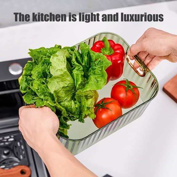 Transparent Storage Basket Organization Bin for Snacks Cosmetics Kitchen Bathroom - Multipurpose Easy Access(Green)