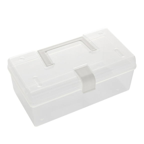 Transparent Storage Box, Clear Storage Latch Box Plastic Container Plastic Carrying Case with Handle and Latches for Home Desktop, 1 Pcs, 9.06x4.53x3.74"