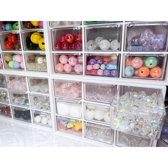 Transparent Storage Box with 9 Drawers, Bead Organizer for DIY Jewelry Making  Glass Beads, Bracelet Materials, Desktop Craft Storage