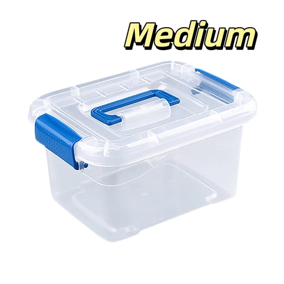 Transparent Storage Box with Lid - Stackable Clear Plastic Organizer for Living Room Bedroom Toys Clothing, Home Clutter Solution