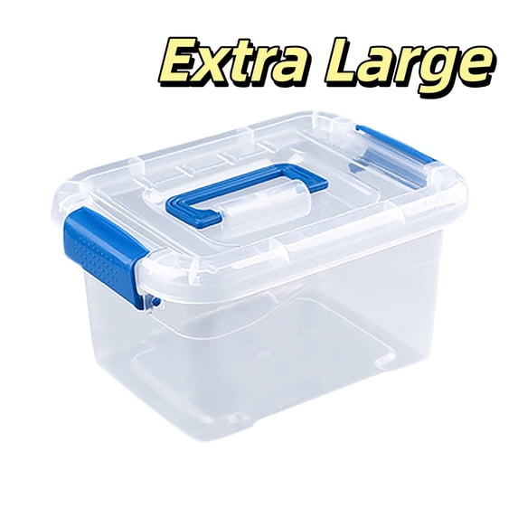 Transparent Storage Box with Lid - Stackable Clear Plastic Organizer for Living Room Bedroom Toys Clothing, Home Clutter Solution