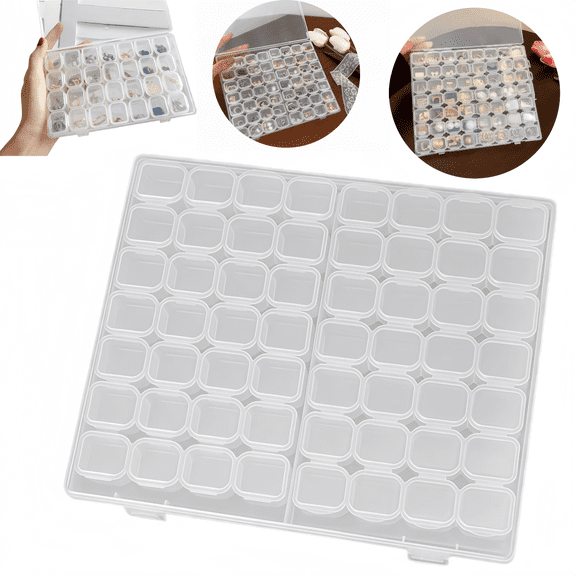 Transparent Storage Small Box, Portable Jewelry Storage Box with 56 Grids anti-oxidation