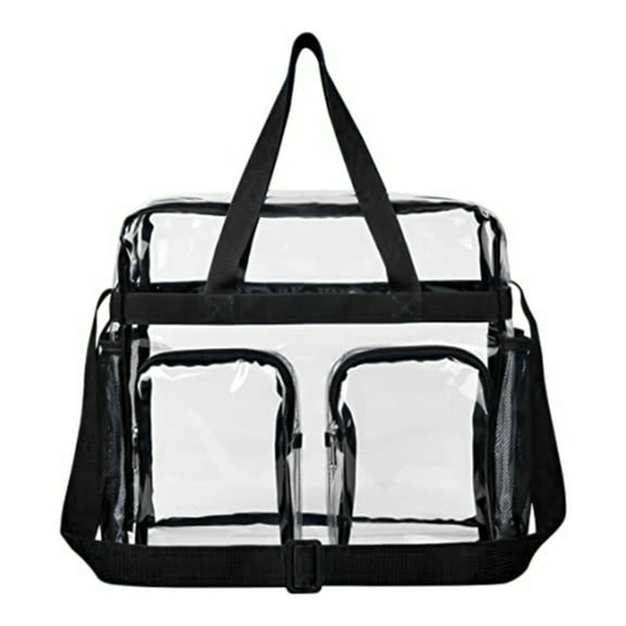 Transparent Storage Tote 12x11.4x6in PVC Clear Utility Bag Black Gray Viewable Organizer Portable Carryall Essential Casual Beach Carry Collapsible Storage Case​
