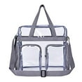 thumbnail image 1 of Transparent Storage Tote 12x11.4x6in PVC Clear Utility Bag Black Gray Viewable Organizer Portable Carryall Essential Casual Beach Carry Collapsible Storage Case​, 1 of 8