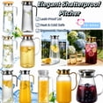 thumbnail image 1 of Transparent Striped Plastic Cold Water Pitcher with Wood Fiber Lid, Tall Fluting Beverage Carafe with Handle, Modern Juice Jug for Contemporary Dining Tables, 1.2L, AKLJWH, 1 of 6