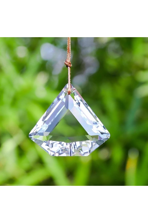 Transparent Sun Catcher Window Hanging Light Catcher K9 Pendant Glass Faceted Prism Pendant Pentagonal Shape 35mm Width 50mm Length 2pcs