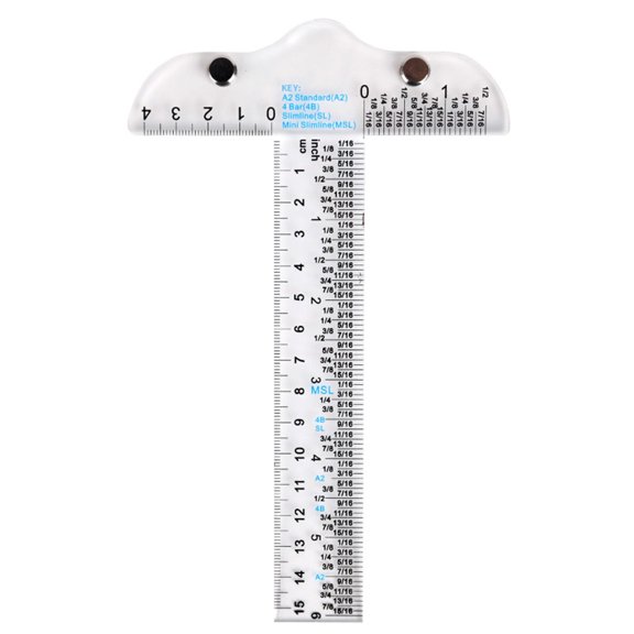 Transparent T-Ruler for Drafting and General Layout Work Scrapbooking Drafting Tools Scale Ruler for Crafting Zero-Centering Ruler with Inches and Metric Measuring Tool