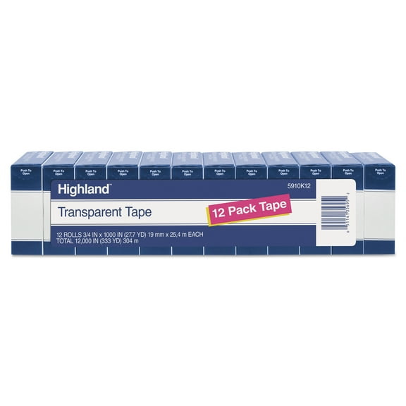 Transparent Tape, 1" Core, 0.75" X 83.33 Ft, Clear, 12/pack | Bundle of 5