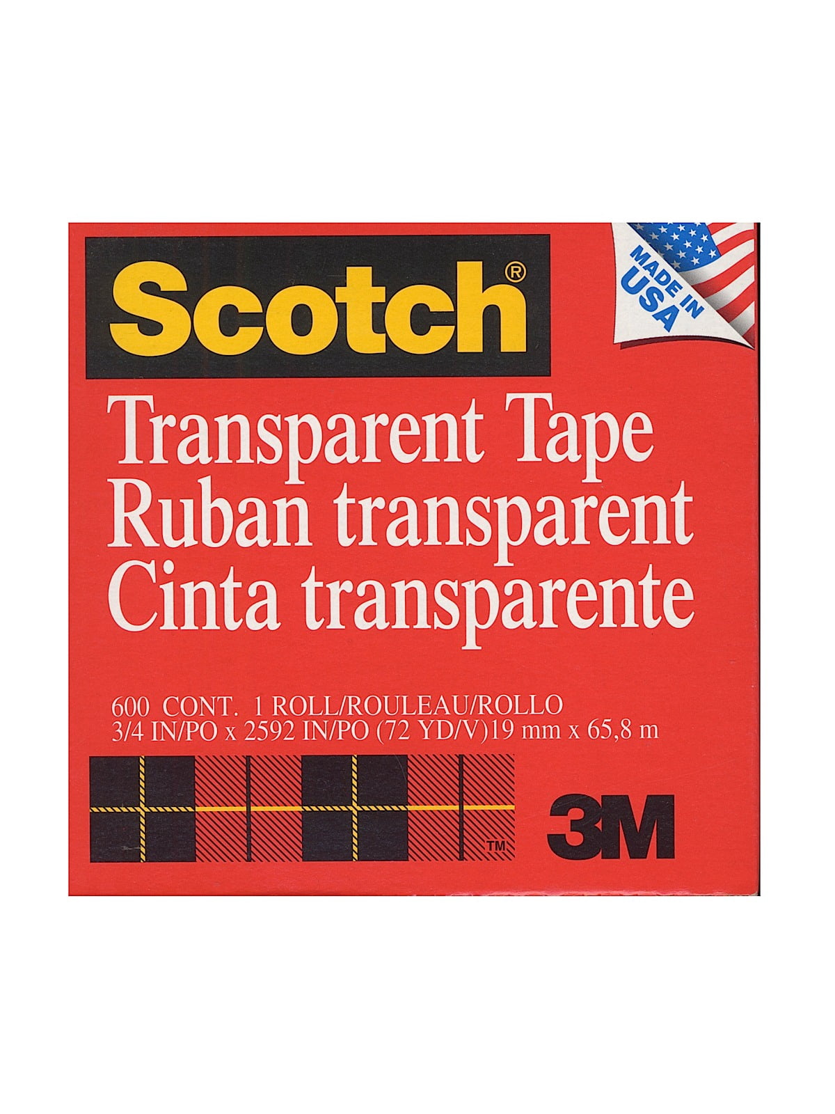 Transparent Tape 3/4 in. x 72 yd., refill roll with 3 in. core, 600 (pack of 6)