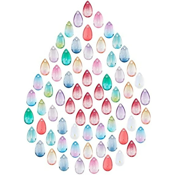 Transparent Teardrop Multicolor Crystal Loose Bead, 8 mm, (100 Count)
