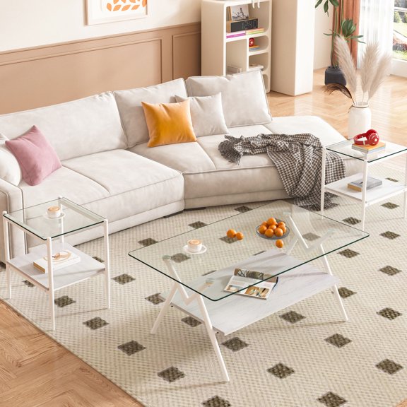 Transparent Tempered Material - Robust Iron Support - Living Room Relax - Clean and Organized