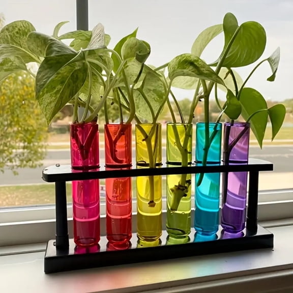Transparent Test Tube Vase, Plant Planting Container, Hydroponic Plant Container With Support, Creative Propagation Container, Scientific Themed Instrum