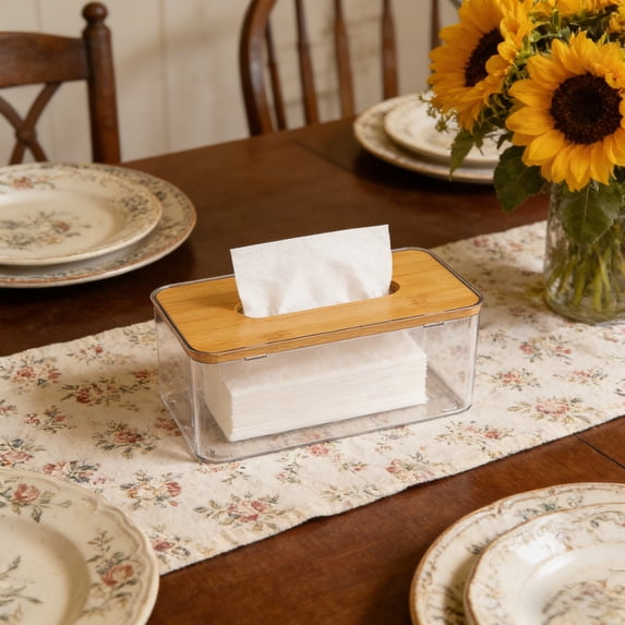 Transparent Tissue Box for Living Room, Plastic Tissue Holder for ...