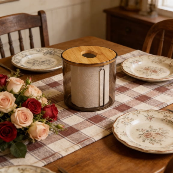 Transparent Tissue Box, Yannianjz Transparent Tissue Box, Wood Look Design for Home and Office, Plastic with Detachable Liner, Easy to Refill, Sleek and Modern, Perfect for Living Room, Bedroom