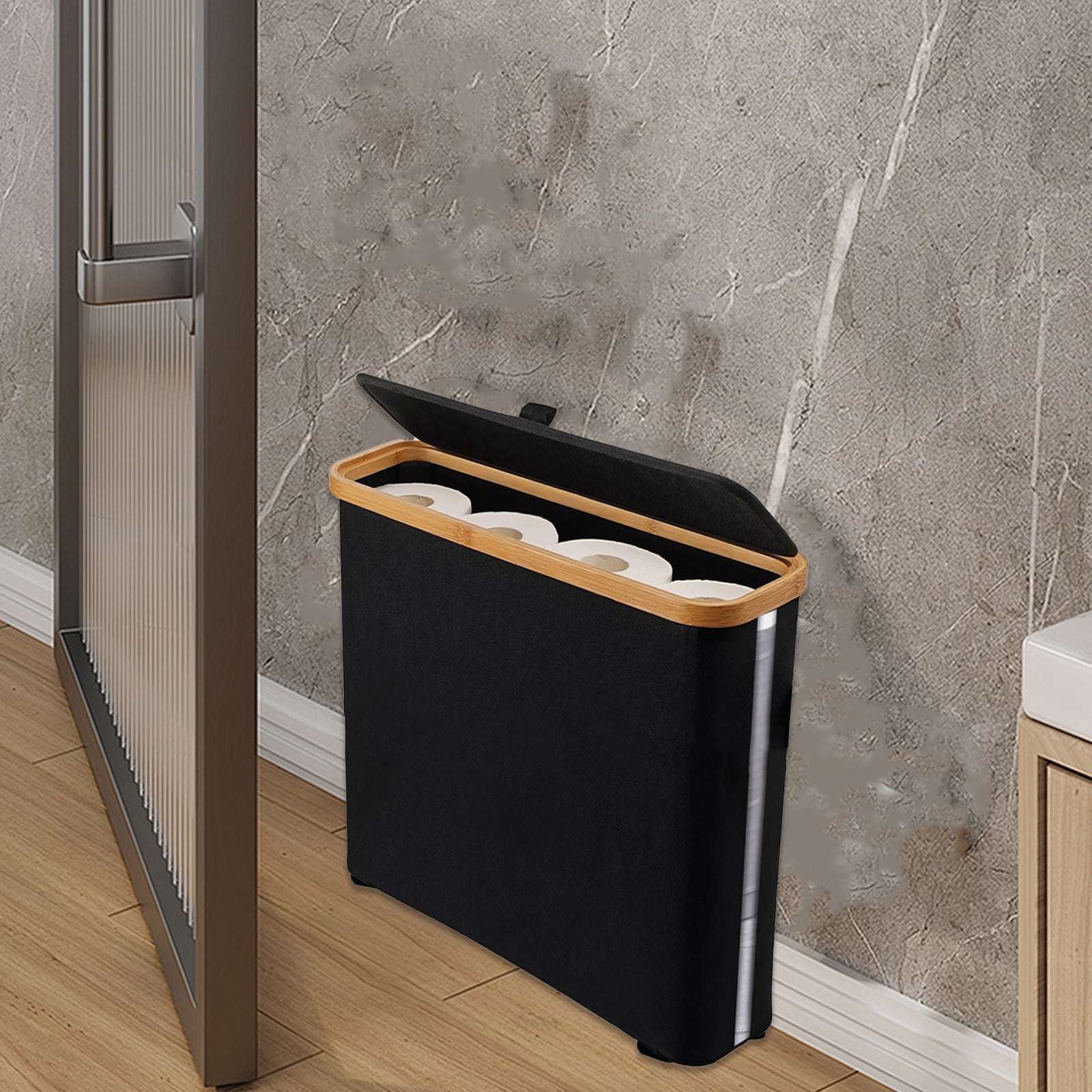 Transparent Toilet Paper Roll Storage Basket, Nonslip Lid Toilet Paper ...