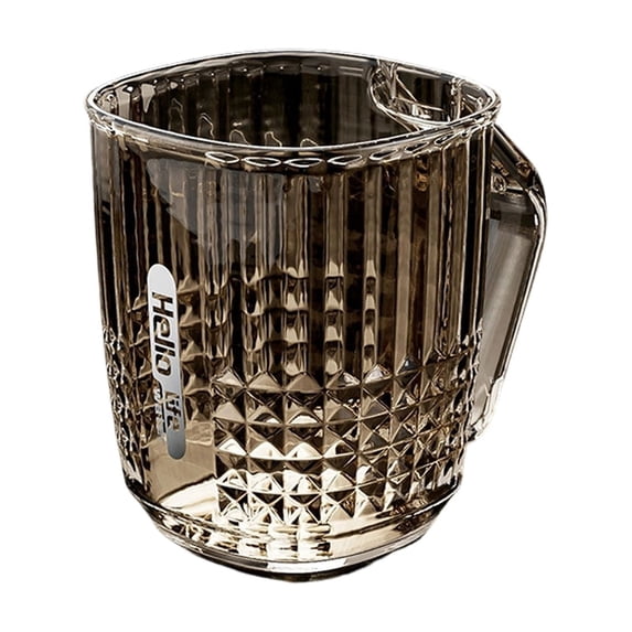 Transparent Toothbrush Cup, Crystal-Like Acrylic Bathroom Tumbler, High-End Handle Design Mouthwash Cup for Home, Couples, Bathroom Vanity,Gray