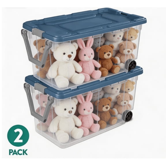 Transparent Toy Storage Box, Stackable Large-capacity Storage Containers with Lockable Lids and Handles, Suitable for Warehouses and Bedrooms