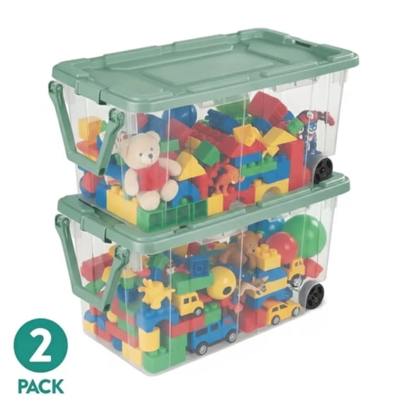 Transparent Toy Storage Box, Stackable Large-capacity Storage Containers with Lockable Lids and Handles, Suitable for Warehouses and Bedrooms