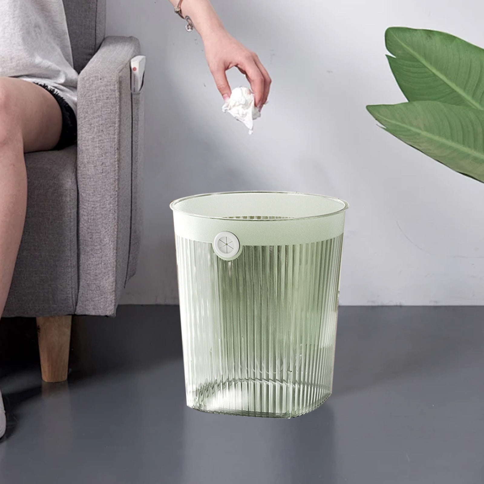 Transparent Trash Can Open Top Garbage Cans Clear Plastic Waste Can