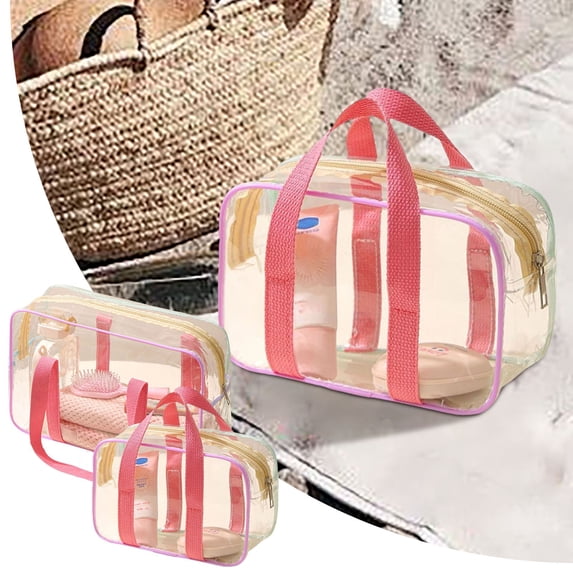 Transparent Travel Cosmetic Organizer Pouch Scratch Zippered Makeup Bag For Gym Work School Concert Airport Beach Trips