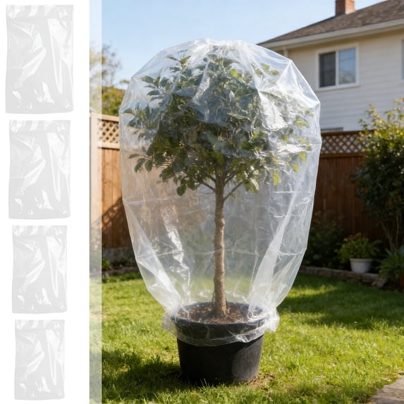 Transparent Tree Frost Protection Cover Bag, Reusable Plant Freeze for Winter Weather, 240x210cm, Clear Plastic, Shields Shrubs and Potted Plants from Cold, Snow and Wind