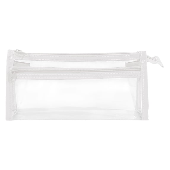 Transparent Triangular Double Layer Pen Storage Bag with Zipper, Large Capacity Organizer for Stationery, Art Supplies, and Office Accessories