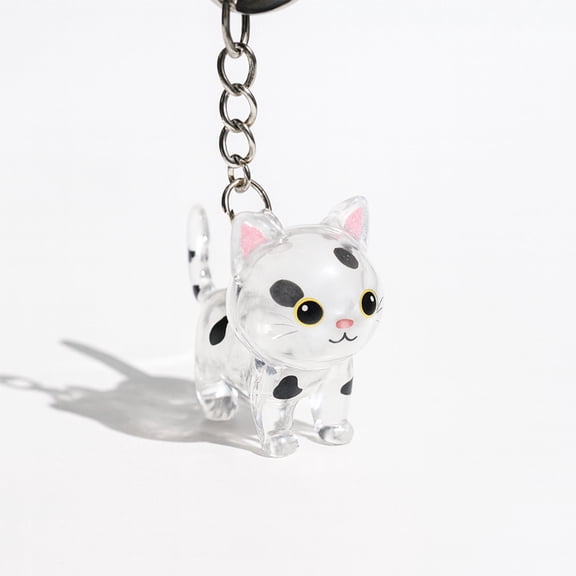 Transparent Tuxedo Cat Hair Keepsake Keychain Charm - Black and White Cat Memorial Decor Pet Fur Memorial Storage Box, Decorative Pendant