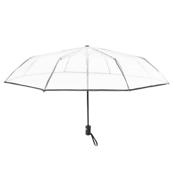 Transparent Umbrella Automatic Umbrella Compact Folding,Transparent + black border