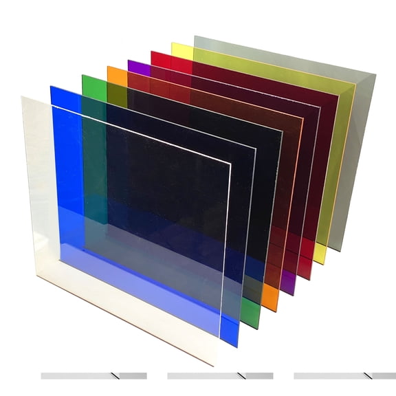 Transparent Variety Pack | 8 Sheets | 2.6mm (1/8th Inch), 12x12 inch, CO2 Laser & Glowforge Performance Series Ready, cast Acrylic in a Variety of Solid Opaque Colors, Craft Closet Brand
