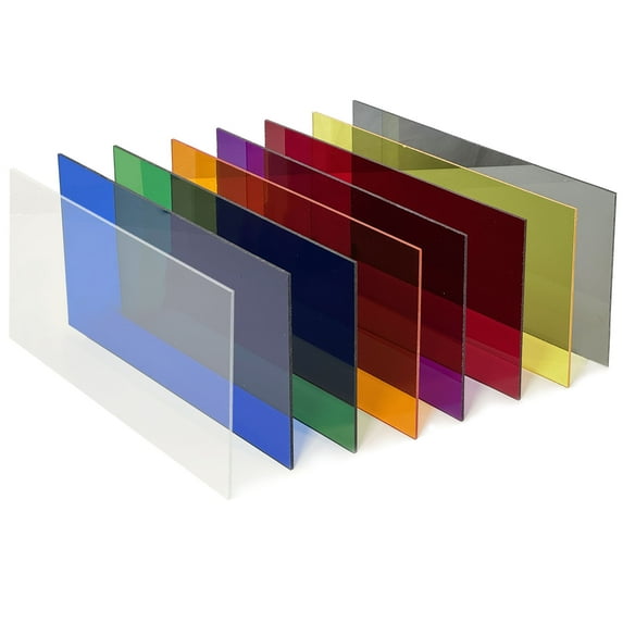 Transparent Variety Pack | 2.6mm (1/8th Inch), 12x6 inch, CO2 Laser & Glowforge Performance Series Ready, cast Acrylic in a Variety of Solid Opaque Colors, Craft Closet Brand