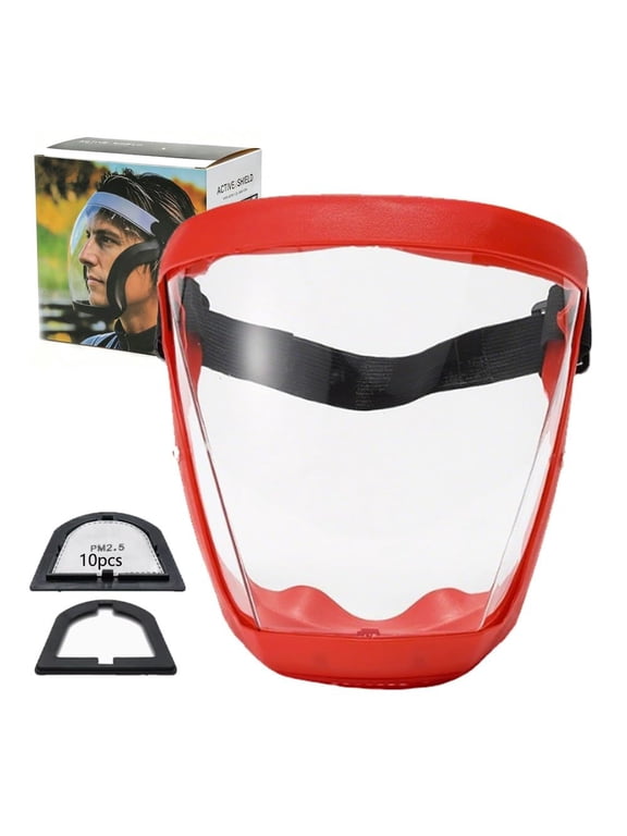 Transparent Visor - Adjustable Full-Face Protective Shield - Durable Plastic Safety Mask - Heat & Impact Resistant for Work, Kitchen, and Outdoor Use with Easy Drawstring Closure