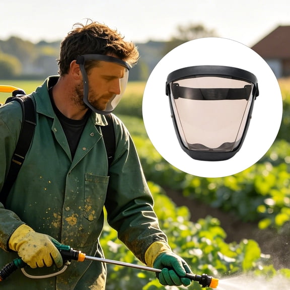 Transparent Visor - Adjustable Full-Face Protective Shield - Durable Plastic Safety Mask - Heat & Impact Resistant for Work, Kitchen, and Outdoor Use with Easy Drawstring Closure(Brown)