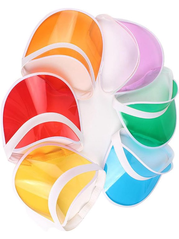 Transparent Visor Cap,UV Protection Sunhat,Plastic Visors for Women,Adjustable Unisex Sun Visors,Colorful Hat for Travel,Party,Beach,Outdoor Sports,Tennis,Golf(6 Pcs)
