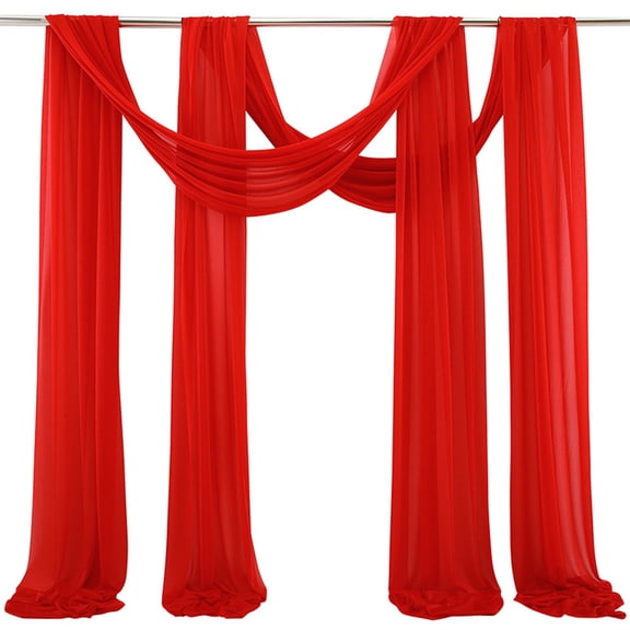 Transparent Voile Curtain Scarf Panels for Wedding Arch and Party Backdrop Decoration, 2 Pack