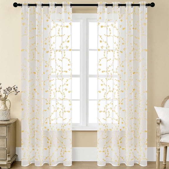 Transparent Voile Curtain - Translucent Curtain - Modern Design - Various Sizes, Includes Punched Metal Rings (78.74")