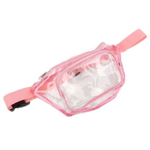Transparent Waist Bag, Clear Fanny Pack PVC Water Resistance Soft  For Travel Pink