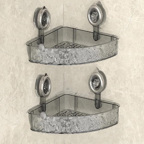 Transparent Wall-Mounted Storage Rack Double-Tier Modern Bathroom Storage Shelf Removable Storage Solution Drill-Free Suction Cup Wall Mount
