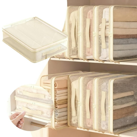 Transparent Wardrobe Storage Bag, Reusable Foldable Organizer with Reinforced Handle & Large View Window for Quilts, Clothes & Bedding,15.75x11.81x4.72inch