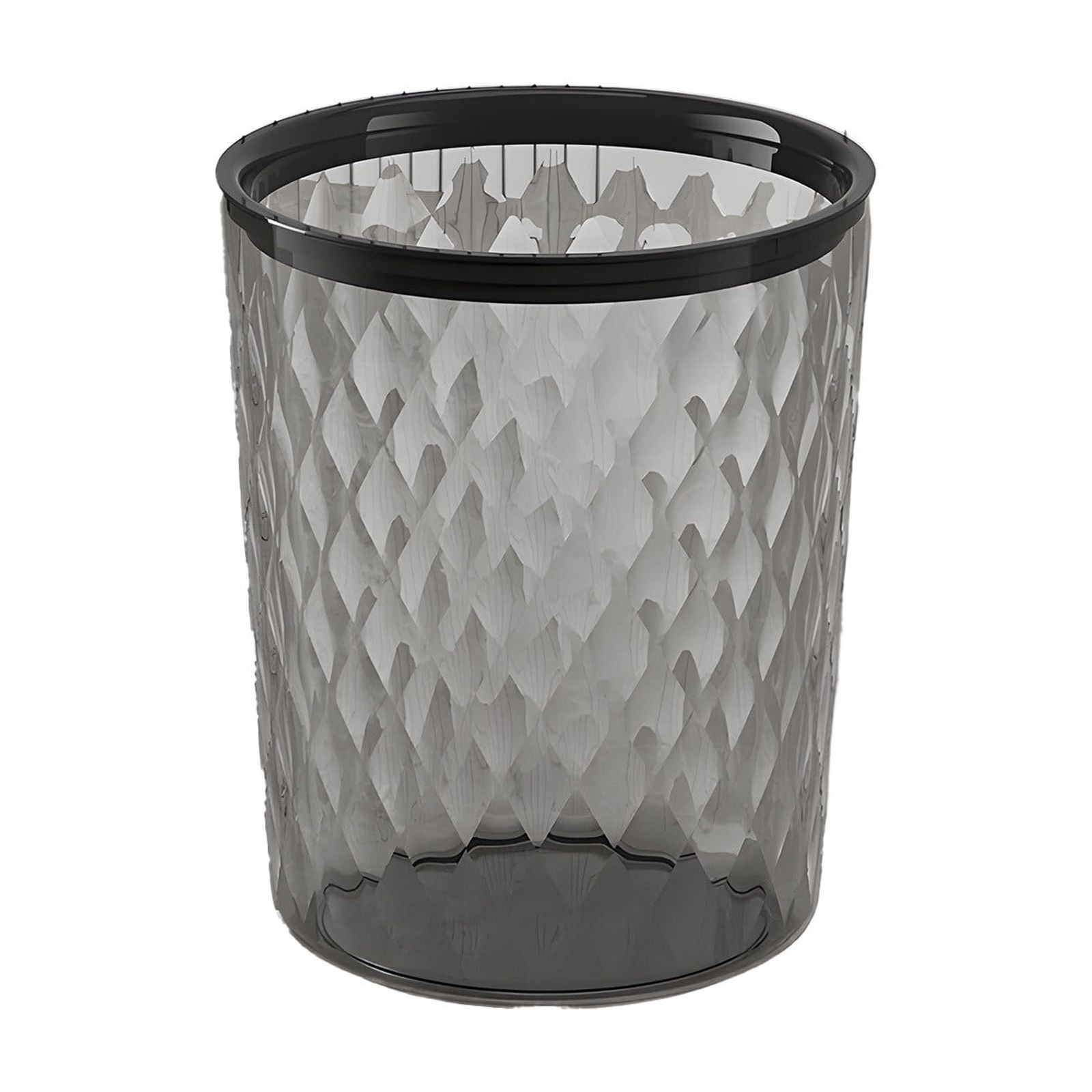 Transparent Wastebasket with Large Capacity Sturdy Trash Can for Living Room Kitchen Bathroom Bedroom Modern Slim 9.44*11.41in Includes 1 Rubbish Bin Black