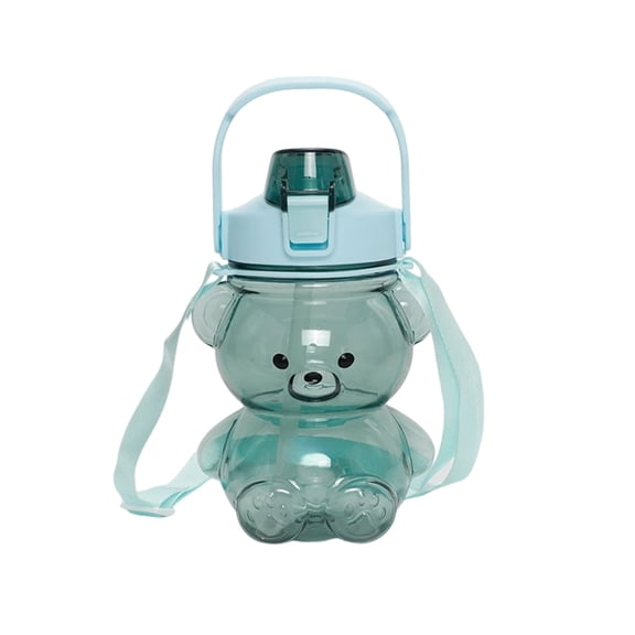 Transparent Water Bottle, Portable Kettle with Straw Cute Bear Water Bottle escuela Sports Water Bottle Leak-Proof Portable Water Cup Water Bottle,Cute Bear Portable Straw Water Cup (1400ml)