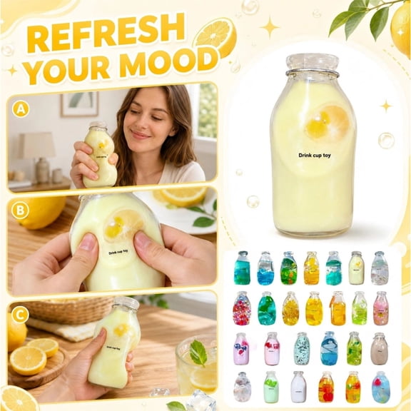 Transparent Water Bottle Shaped Squeeze Toy, Soft TPR Slow Rising Sensory Stress Relief Fidget for Focus and Calm – Moldable Gel Toy for Students, Professionals, Home or Office Use