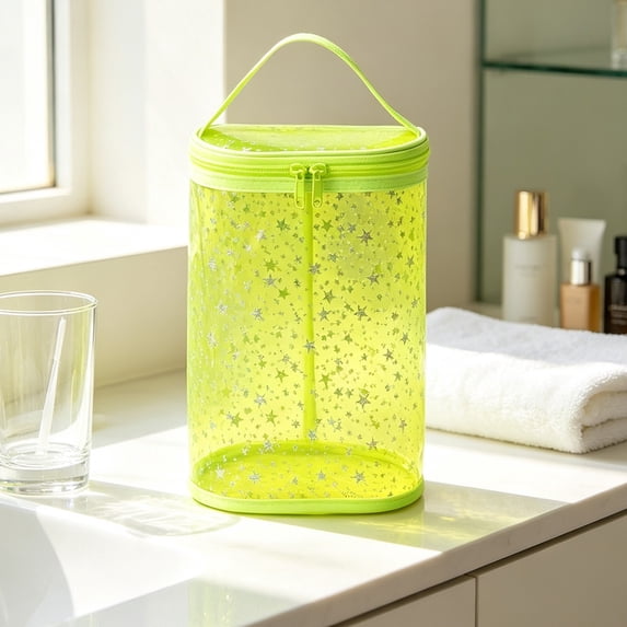 Transparent Water Repellent Travel Storage Bag with Star Pattern, Large Capacity PVC Toiletry Cosmetic Bag, Portable Leakproof Makeup Organizer