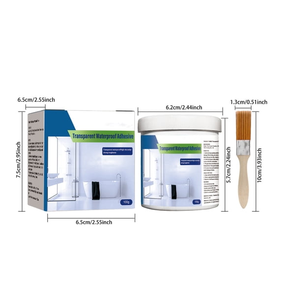 Transparent Waterproof Coating, Invisible Waterproof Sealant, Repairing Paint for Basement Wall Roof Toilet Kitchen (3.53oz+Brush)
