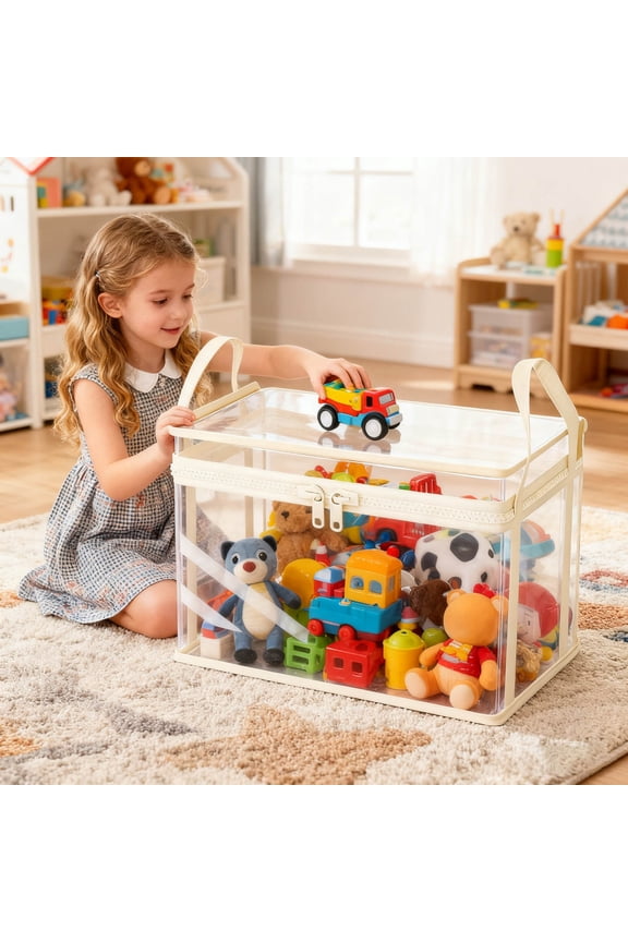 Transparent Waterproof Makeup Bagâ Organizer Pouch with Zipper for Cosmetics,Toiletries,Travel,Books&Artist Supplies | Storage Tote Bag with Handle, for Actors,Artists,Professionals