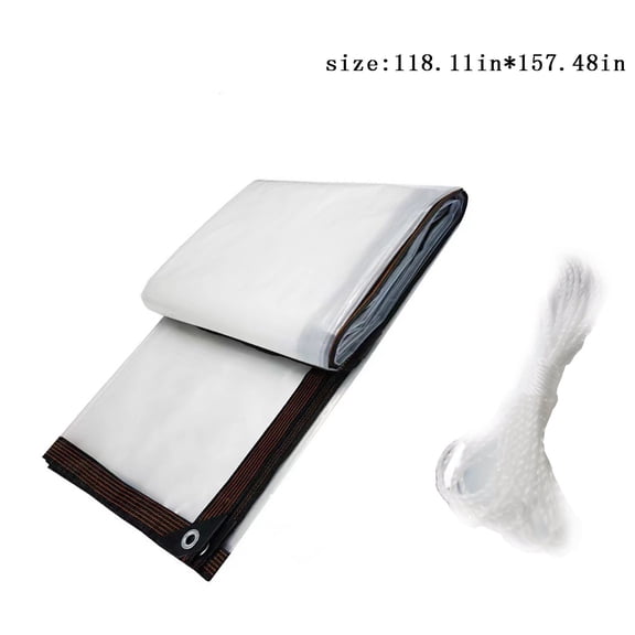 Transparent Waterproof PE Cloth Tarp Outdoor Rain Shelter Windproof Plastic Sheet Cold Insulation Balcony Patio Greenhouse Plant Cover Durable Flexible Easy Install Reinforced Grommet