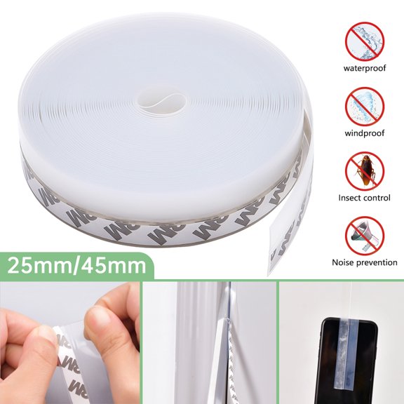 Transparent Weather Stripping Tape, 45mm Width 5m Length Windproof Dustproof Insulation Adhesive Seal for Sliding Door, Glass Window, Cabinet