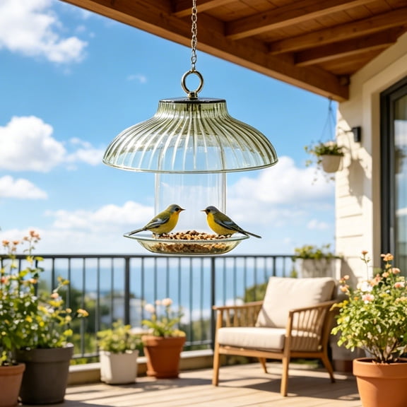 Transparent Weatherproof Guard for Bird Feeders – Hanging Dome Cover with Squirrel Barrier & Honeybee Shield, Slippery Surface, Easy-Clean Snap Lock for Tube & Tray Feeders